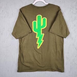 Shred Till You're Dead Shirt Mens Large Olive Green Cactus Lightning Graphic Tee